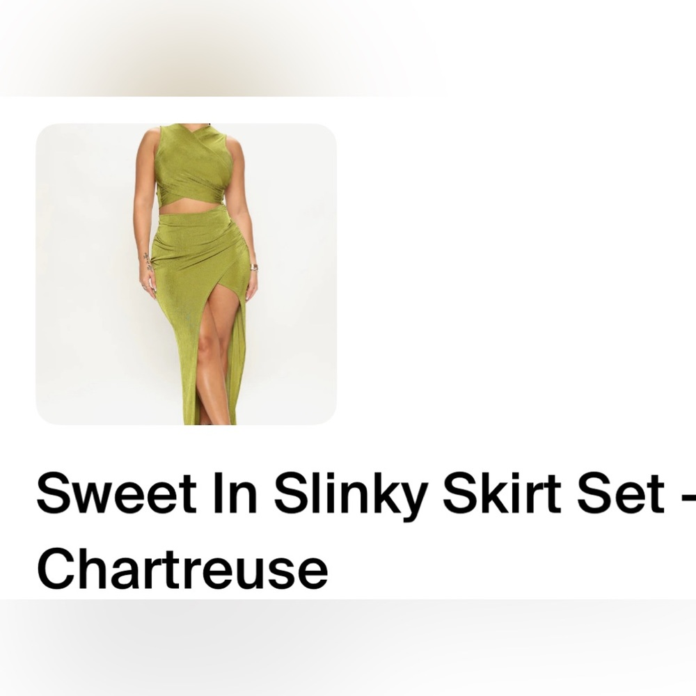 2 piece party  crop top and matching skirt green